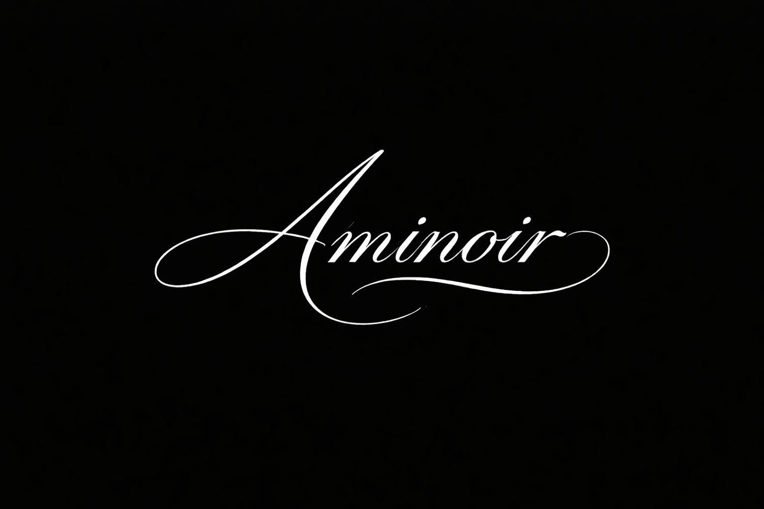 White 'Aminoir' logo on a black background